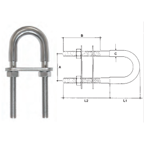 Alças/Grampos em U inox em varão redondo