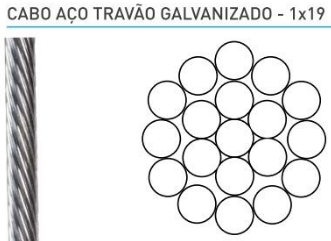 Cabo de aço galvanizado 1x19