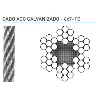 Cabo de aço galvanizado 6x7