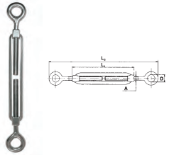 Esticadores abertos inox olhal e olhal