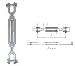 Esticadores abertos zincados forqueta e forqueta