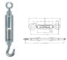 Esticadores abertos zincados olhal e gato