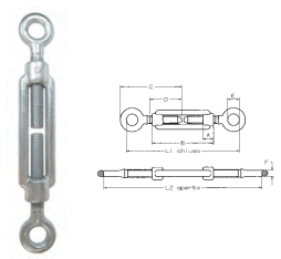 Esticadores abertos zincados olhal e olhal