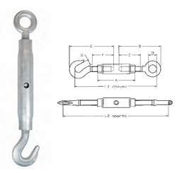 Esticadores de tubo zincados olhal e gato