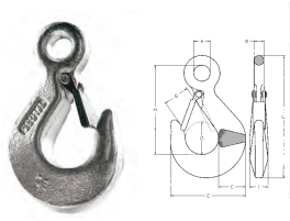 Gancho de olhal galvanizado Din 689 com patilha segurança