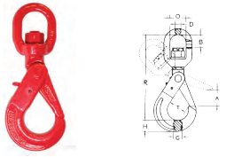 Gancho de olhal giratório com rolamento autoblocante
