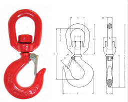 Gancho de olhal giratório de aço carbono com patilha segurança