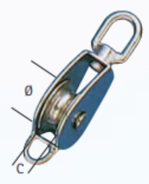Moitão de inox com olhal tornel