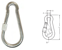 Mosquetões guarda fios zincados com rosca