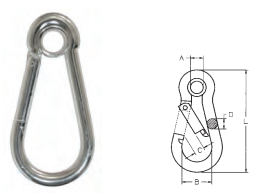 Mosquetões guarda fios zincados com sapatilho