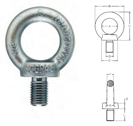 Olhais de suspensão zincados Din 580 (macho)