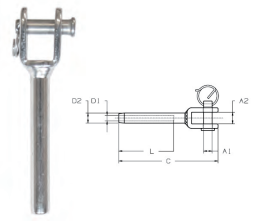 Terminais de forqueta inox para prensar em cabo