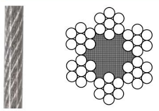 Cabo de aço galvanizado revestido a PVC 6x7